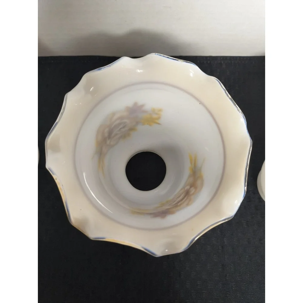 3 Chandelier Lustre Milk Glass‎ Replacement Lamp Shade Tan Brown Rose Floral